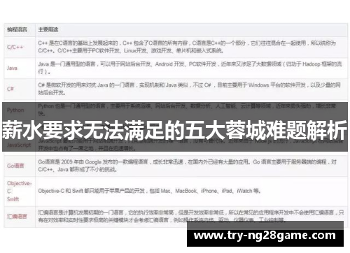 薪水要求无法满足的五大蓉城难题解析 薪水要求无法满足的五大蓉城难题解析
