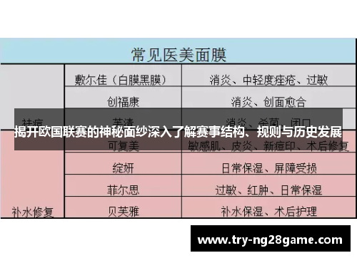 揭开欧国联赛的神秘面纱深入了解赛事结构、规则与历史发展
